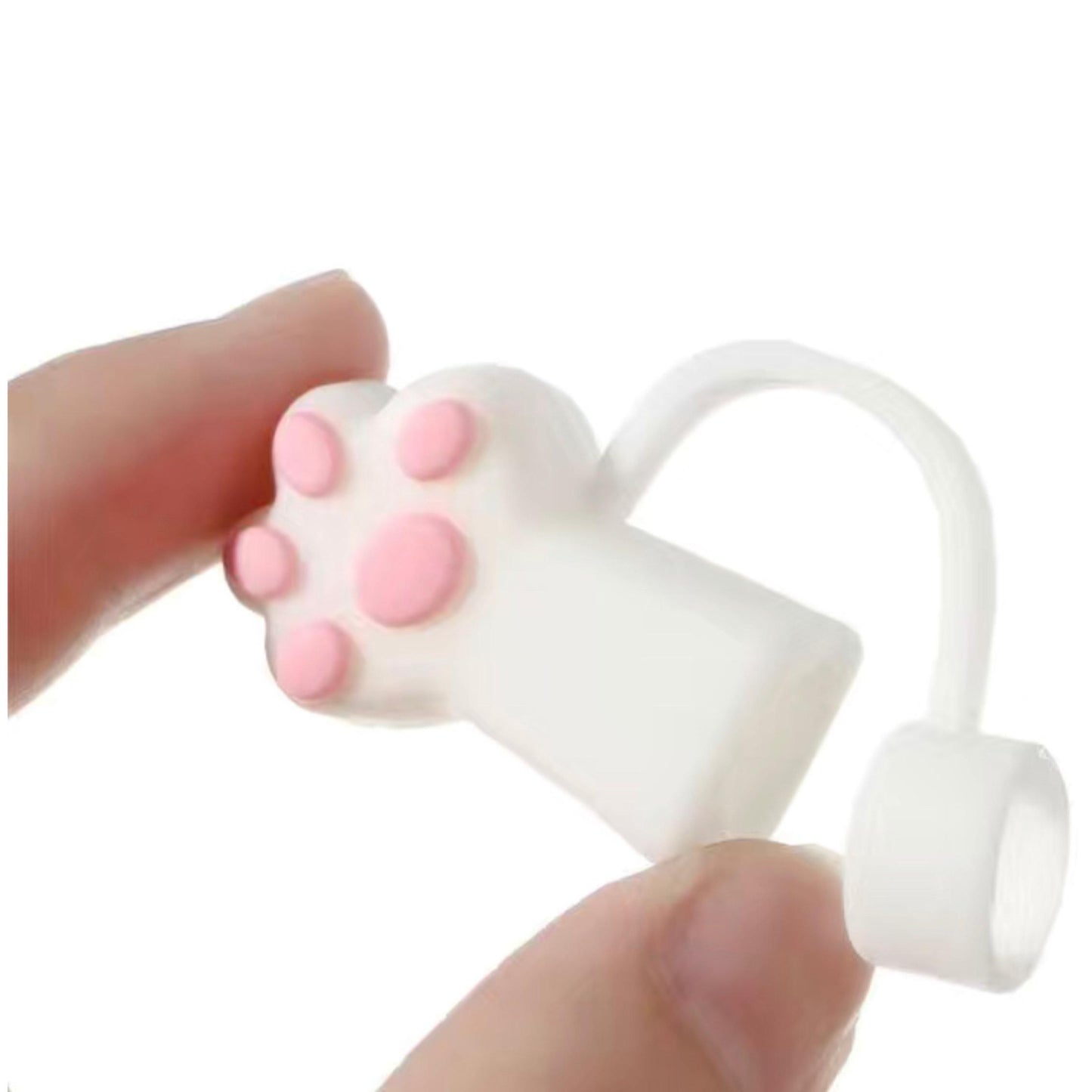 Colorful 3D Paw Print Straw Cover- Fits XL 10mm Diameter Straw - 6 Different Colors - Pink White Black Green Gray Tan - Reusable Silicone