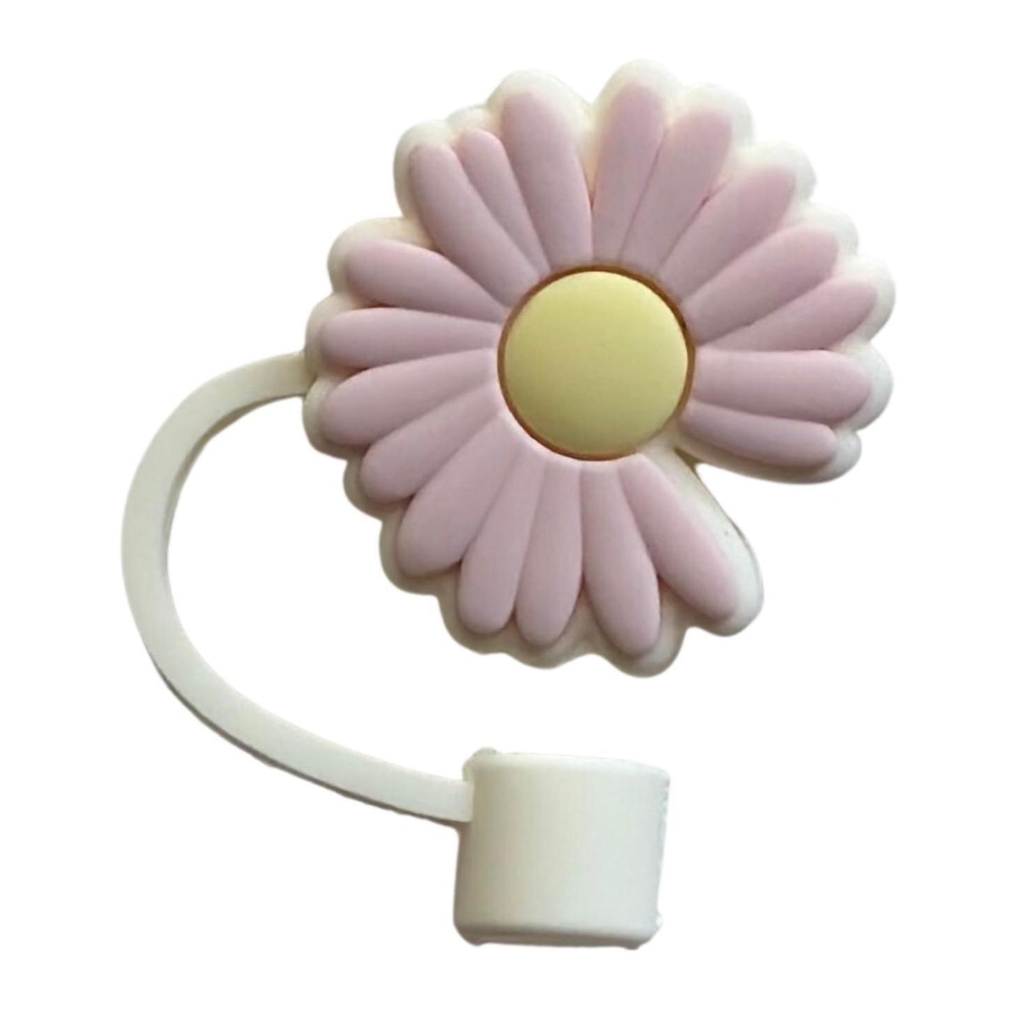 White Daisy or Pink Daisy Straw Cover - 2 Sizes Available - Reusable Silicone
