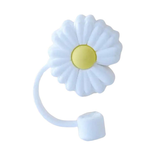 White Daisy or Pink Daisy Straw Cover - 2 Sizes Available - Reusable Silicone