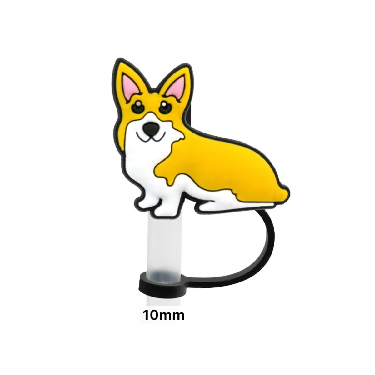 Corgi Dog Straw Cover - 2 Sizes Available - Reusable Silicone