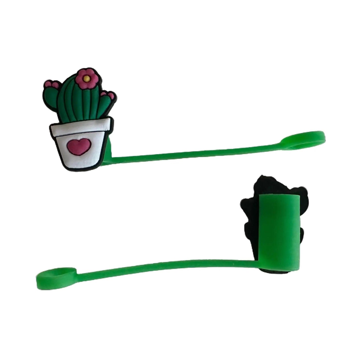 Flower Cactus With Heart Straw Cover - 2 Sizes Available - Reusable Silicone