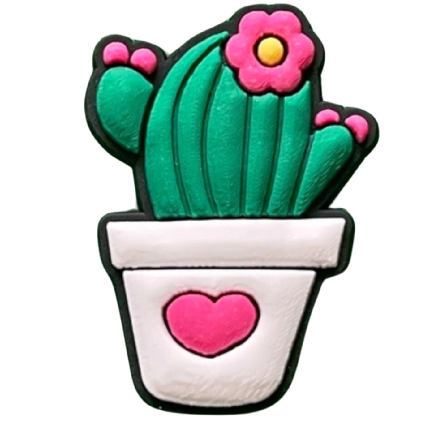 Flower Cactus With Heart Straw Cover - 2 Sizes Available - Reusable Silicone