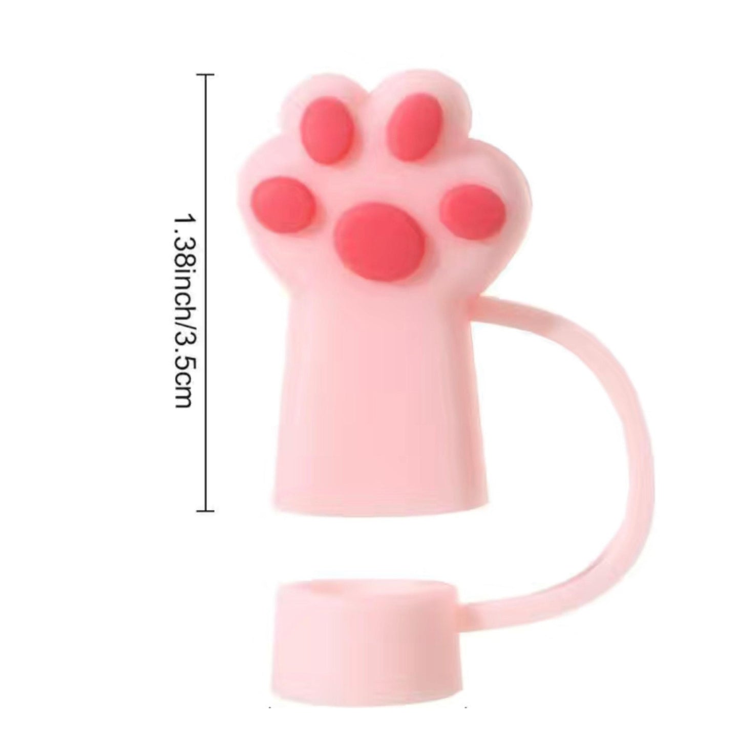 Colorful 3D Paw Print Straw Cover- Fits XL 10mm Diameter Straw - 6 Different Colors -  Pink White Black Green Gray Tan -  Reusable Silicone