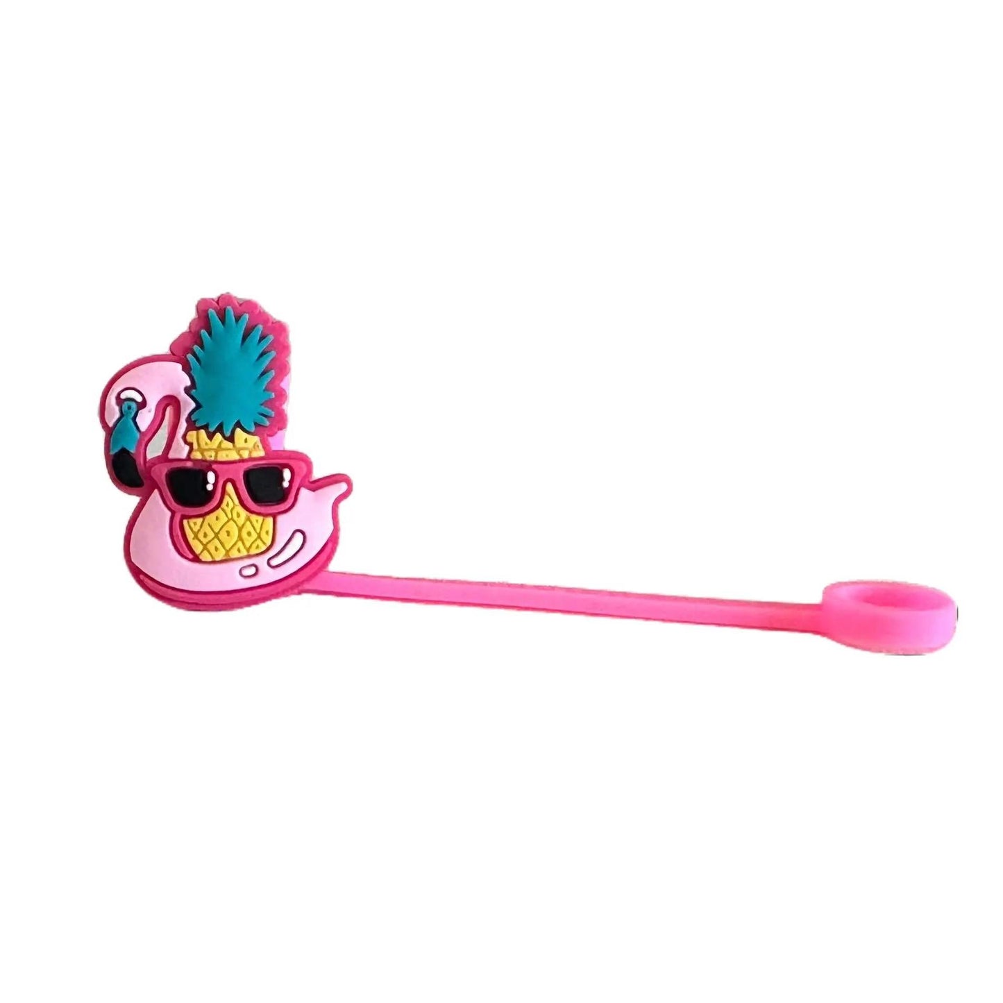 Flamingo Pineapple Straw Cover - 2 Sizes Available - Reusable Silicone